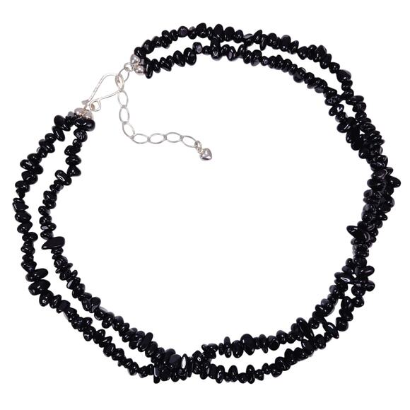 VTG Signed Jay King DTR Sterling Silver Black Onyx Double Strand Necklace 925 - Picture 1 of 12